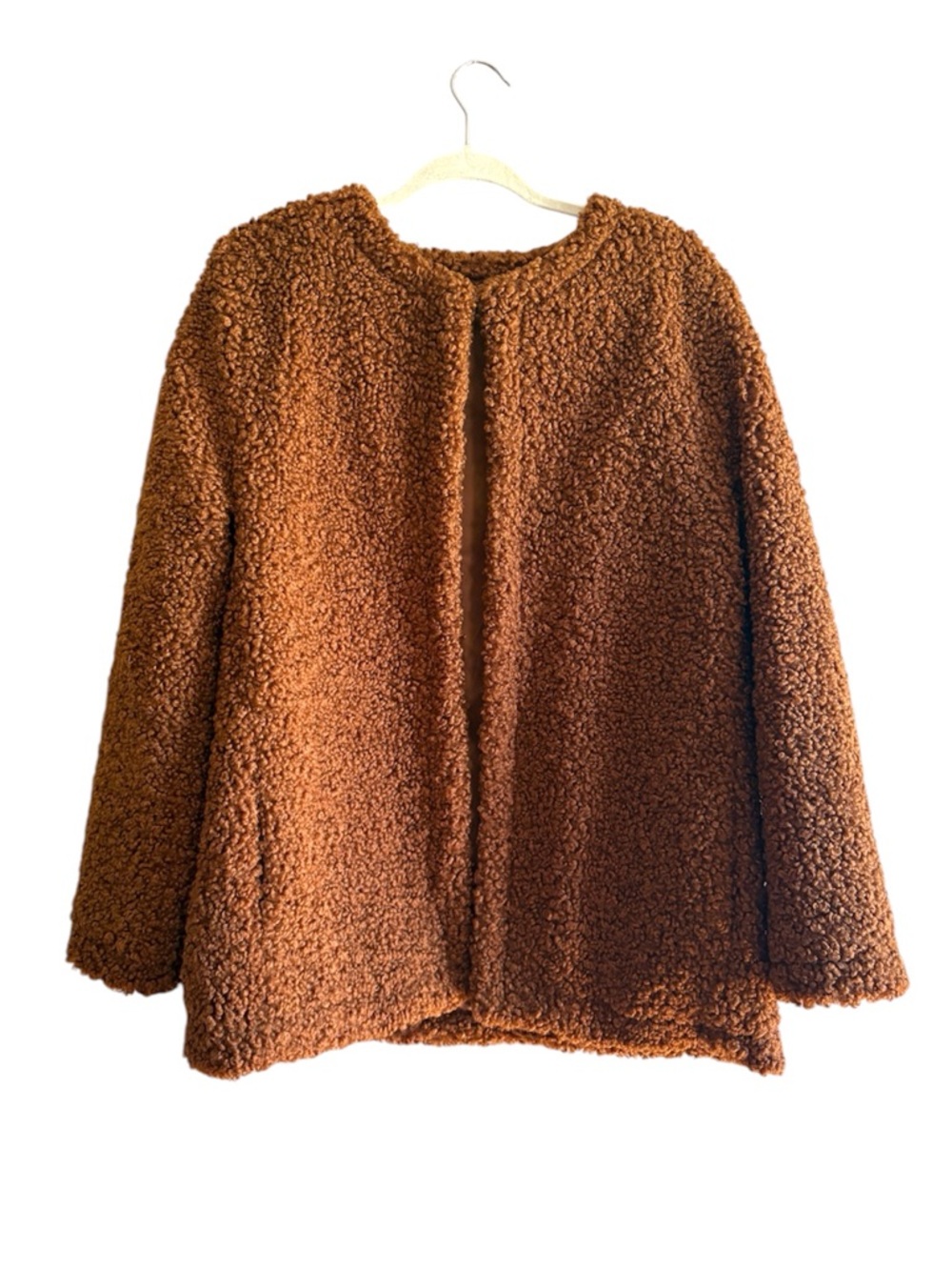 Max Studio Warm Chestnut Teddy Cape Jacket Coat